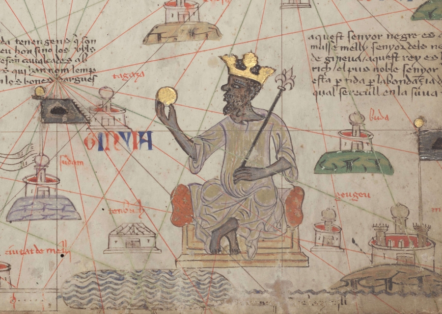 Detail from the Catalan Atlas Sheet 6 showing Mansa Musa.