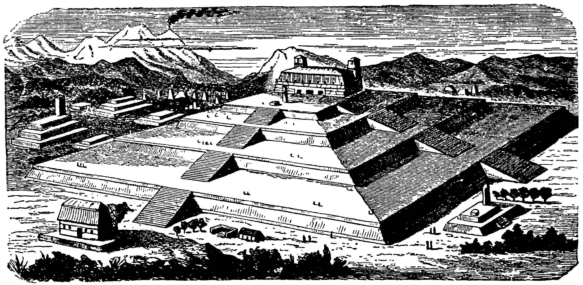 Artist's impression of what the Great  Pyramid of Cholula may have looked like.