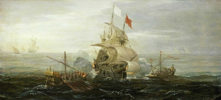 A French Ship and Barbary Pirates (1615) by Aert Anthoniszoon.