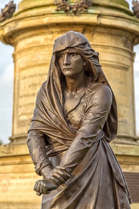 Statue of Lady Macbeth in Gower memorial, Stratford-Upon-Avon, England.