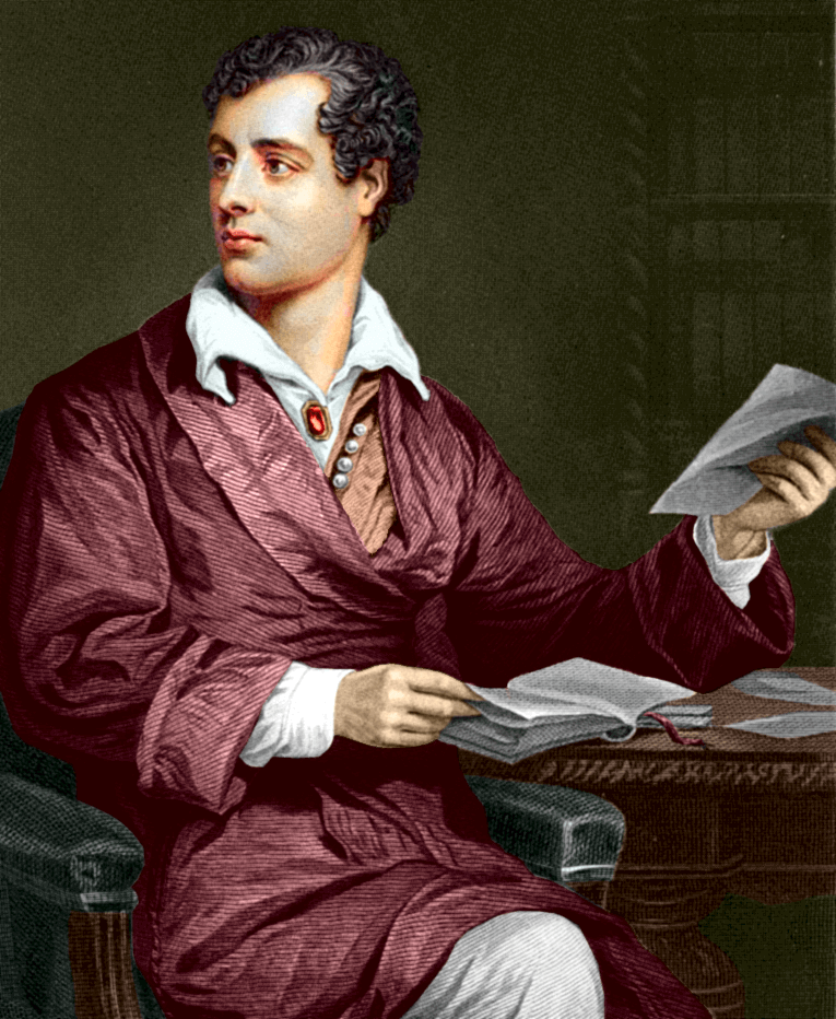 Lord Byron,  coloured drawing.