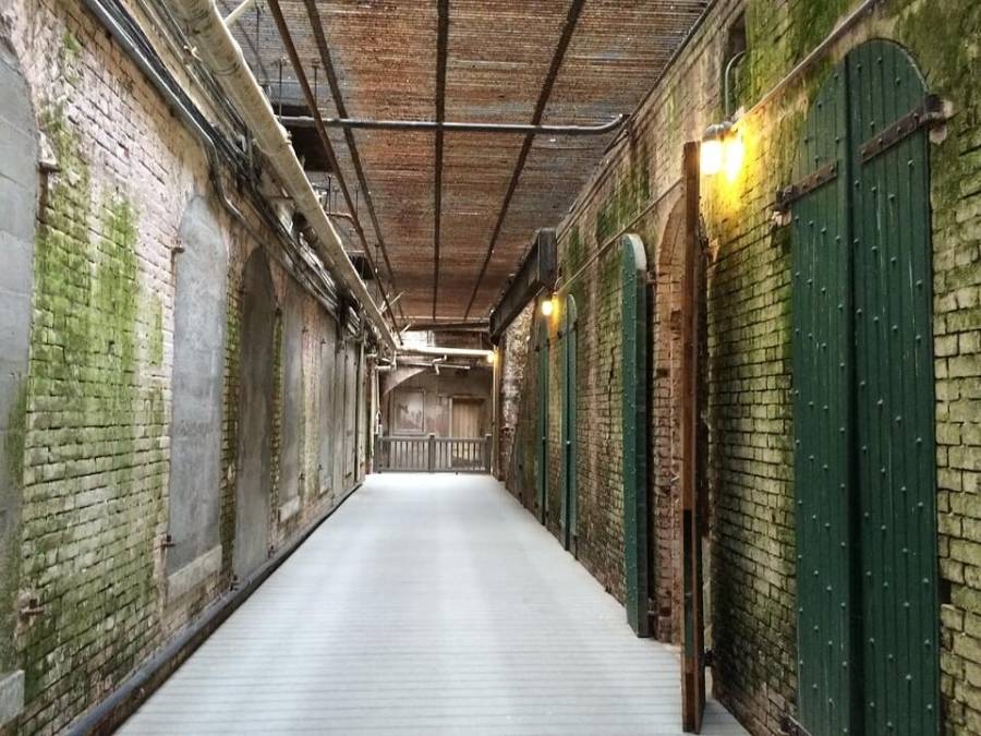 View of a corridor in Alcatraz.